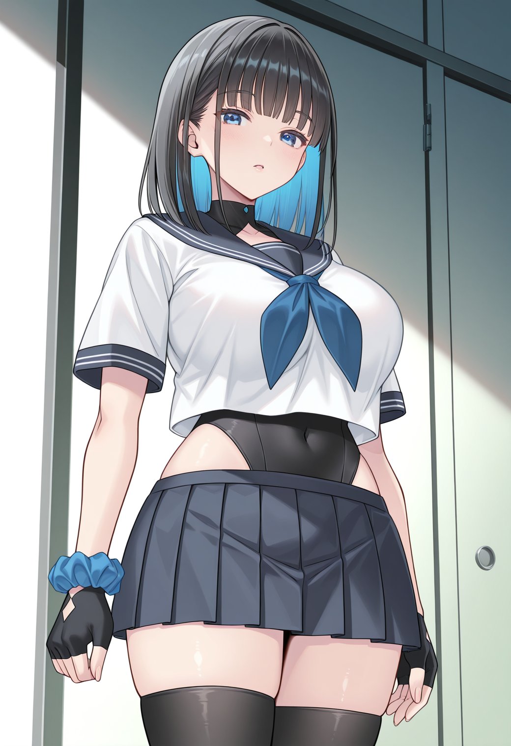 aohara nozomu,  blue eyes,  black hair by JustReprint on Tensor.Art