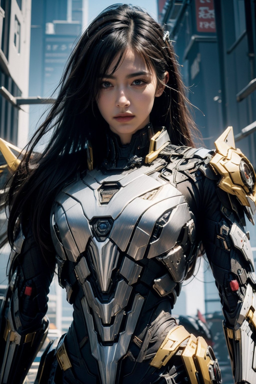 1girl,long hair,solo,armor,cyberpunk,upper body,