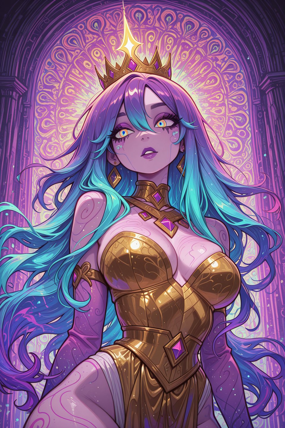 gothcartoonStyle,  in a bustling city,  a radiant-looking woman with short by Grogu on Tensor.Art