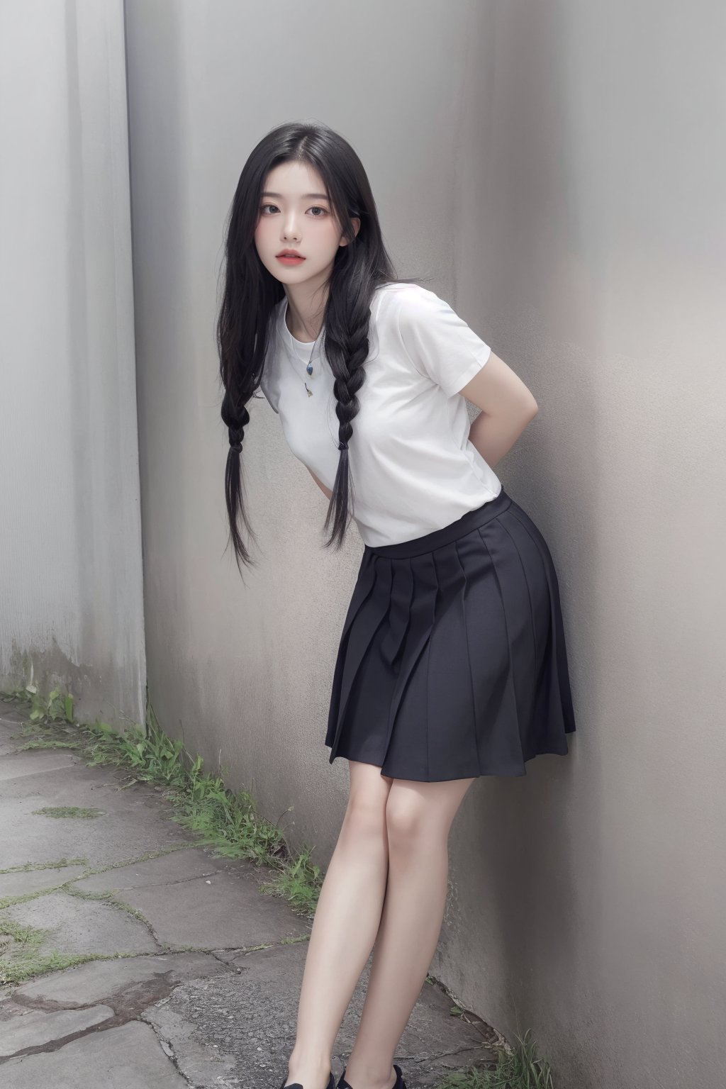 1girl,  against wall,  arms behind back by 智绘ai on Tensor.Art