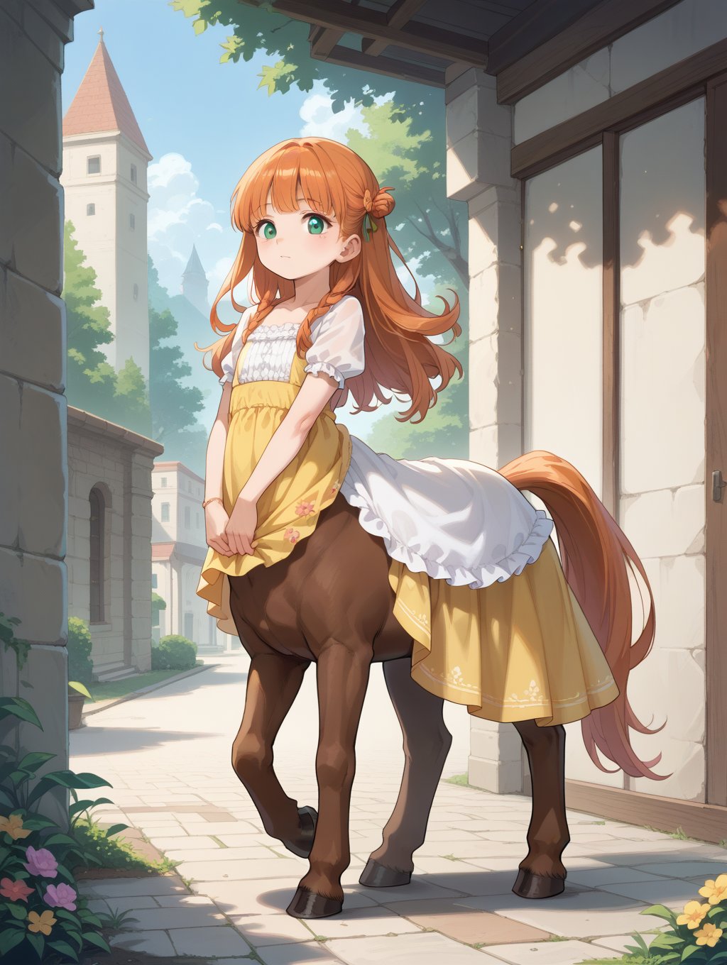 score_9, score_8_up, score_7_up,source_anime,solo,  centaur, dress, 