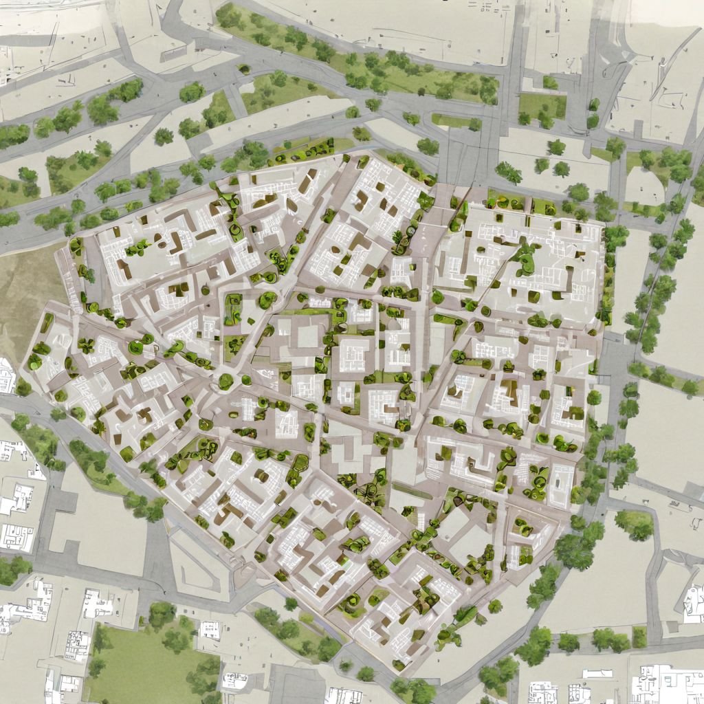 area|path|landmark|landscape|square|edge|axis_site plan:1.5,  Geometric patterns,  Dark brown and green color by HHM on Te...