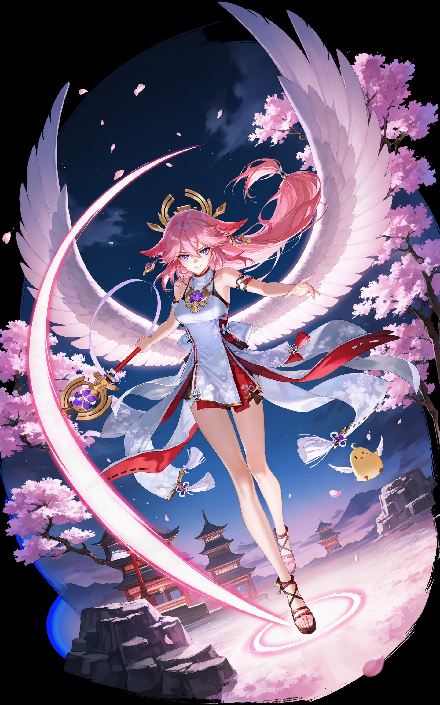 yae miko,  pink hair,  purple eyes by DJ大江东去 on Tensor.Art