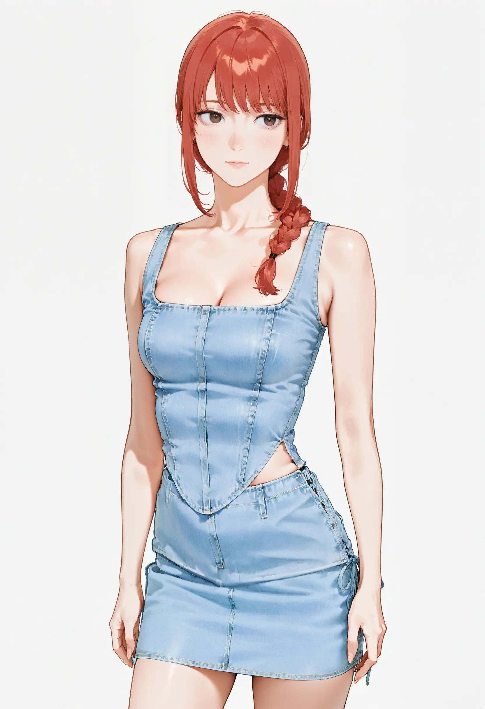 1girl,  solo,  denim skirt by reprinter on Tensor.Art
