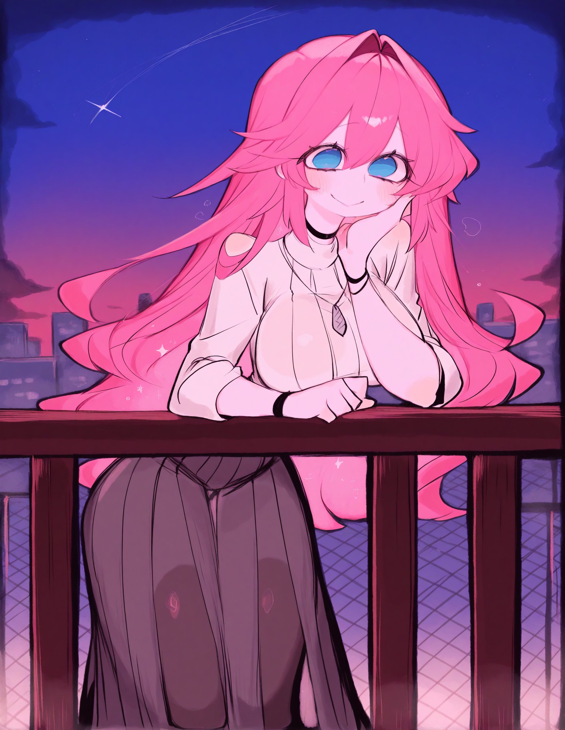 playful anime girl,  long pink hair,  cyan eyes by EroBytes on Tensor.Art