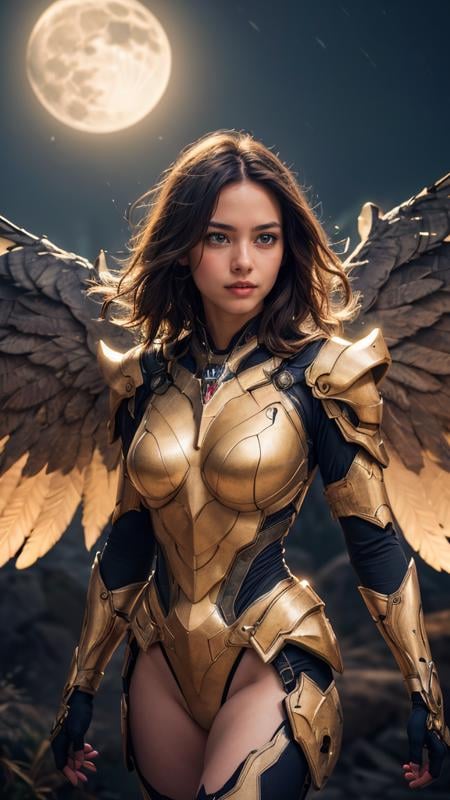 (masterpiece, best quality, highres:1.2), (photorealistic:1.2), raw photo, (Beautiful Mechangel), young, cute, very slim, skinny, glowing 4 wings, solo, glowing high detailed armor, glowing halo, glowing mechanical 4 wings, (ultra-detailed body), (light smile:0.8), moonlight passing through hair, (night beautiful background:1.3), (sharp), (film grain:1.3), (morbid light:1.2), (dynamic angle), exposure blend, bokeh, dim light, (hdr:1.4), high contrast, (muted colors, dim colors, soothing tones:1.3), low saturation, morbid