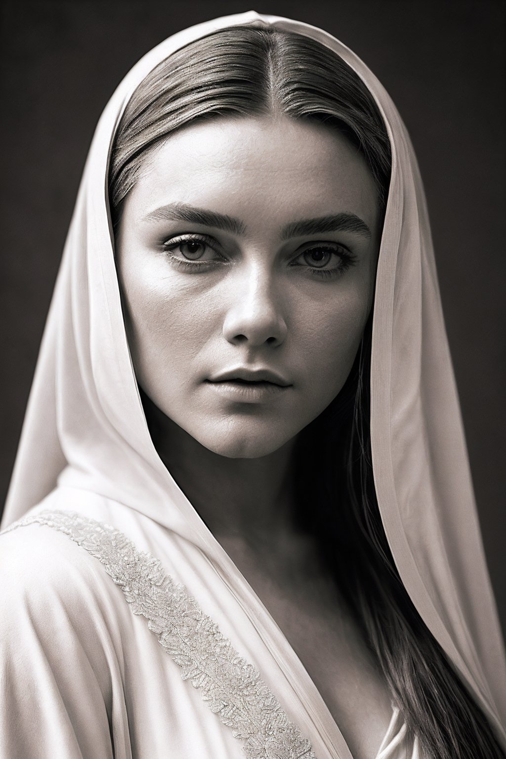 FlorenceP_SoloTI_v1,  (In a simple,  flowing robe with soft folds delicately sketched by Solo on Tensor.Art