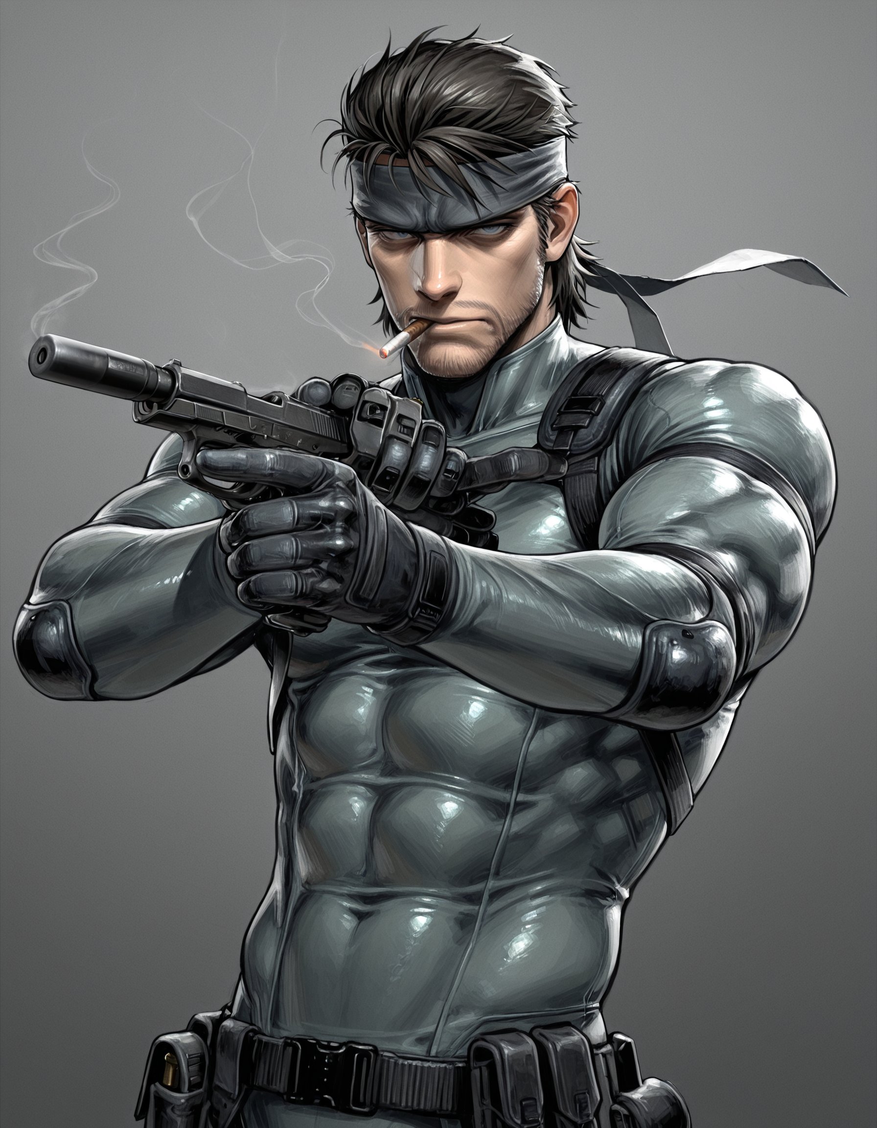 1boy,  solid snake,  handgun by MammothMk2 on Tensor.Art