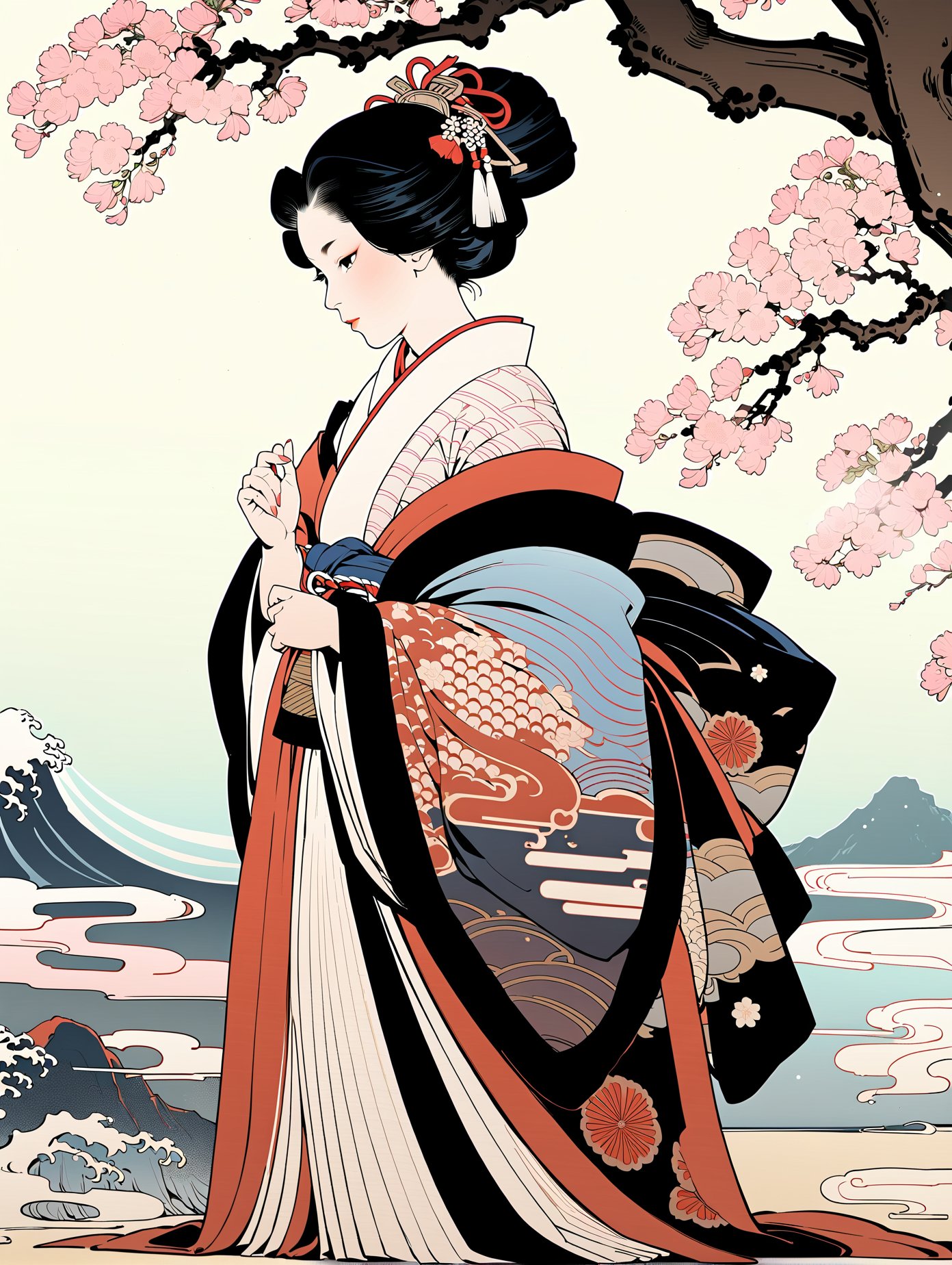 masterpiece,best quality,Japanese Ukiyo-e,1girl<lora:Multiple styles_XL 1.0:0.8>,