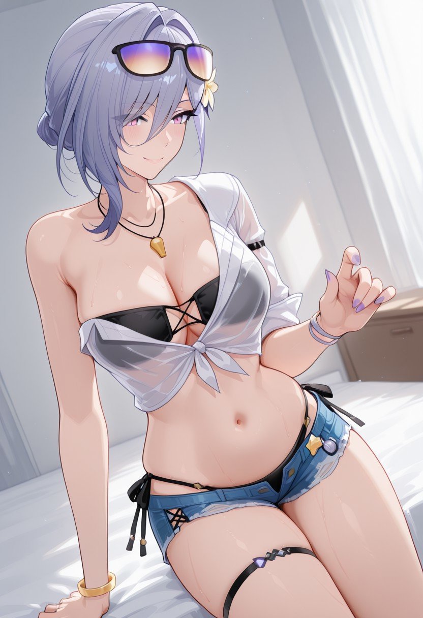Selene AG,  Seaside Stroll,  pastel purple hair by APC163 on Tensor.Art