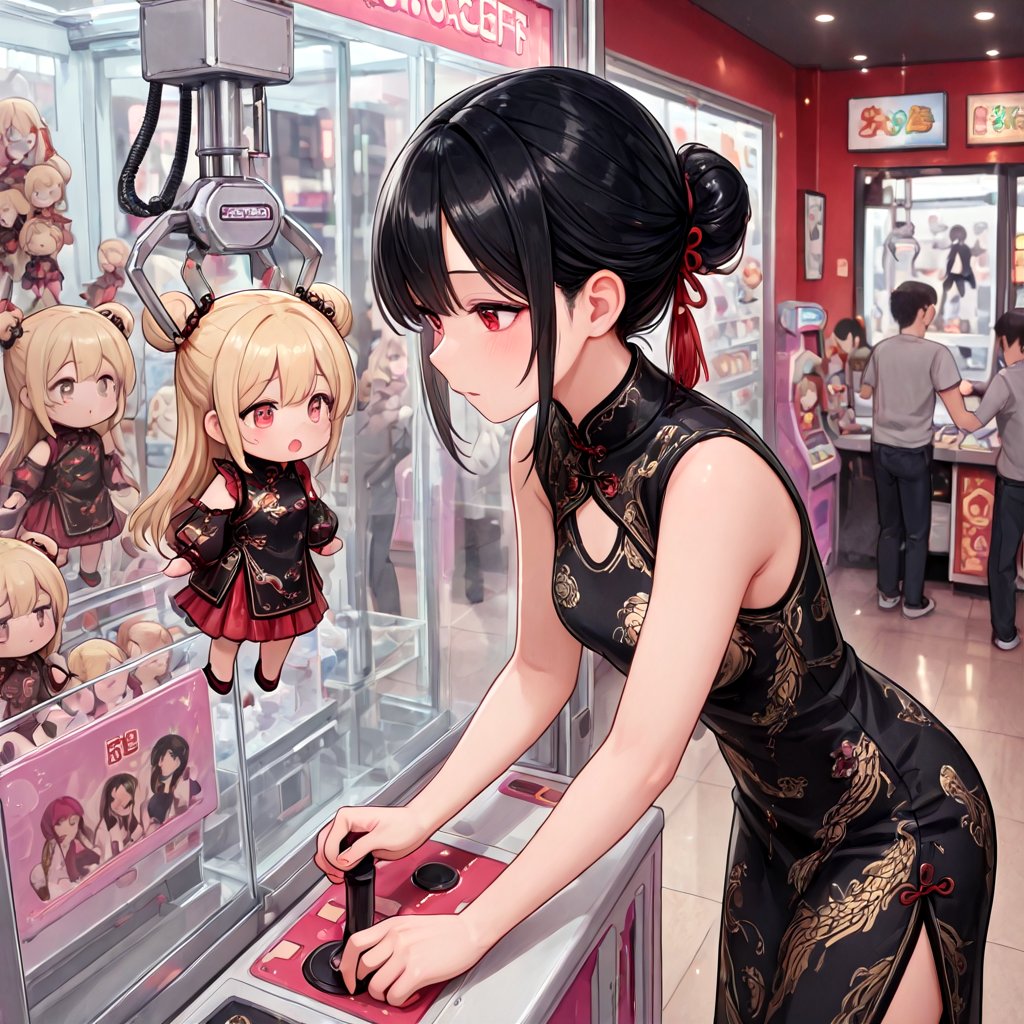 crane game,  1girl,  hair bun by yy on Tensor.Art