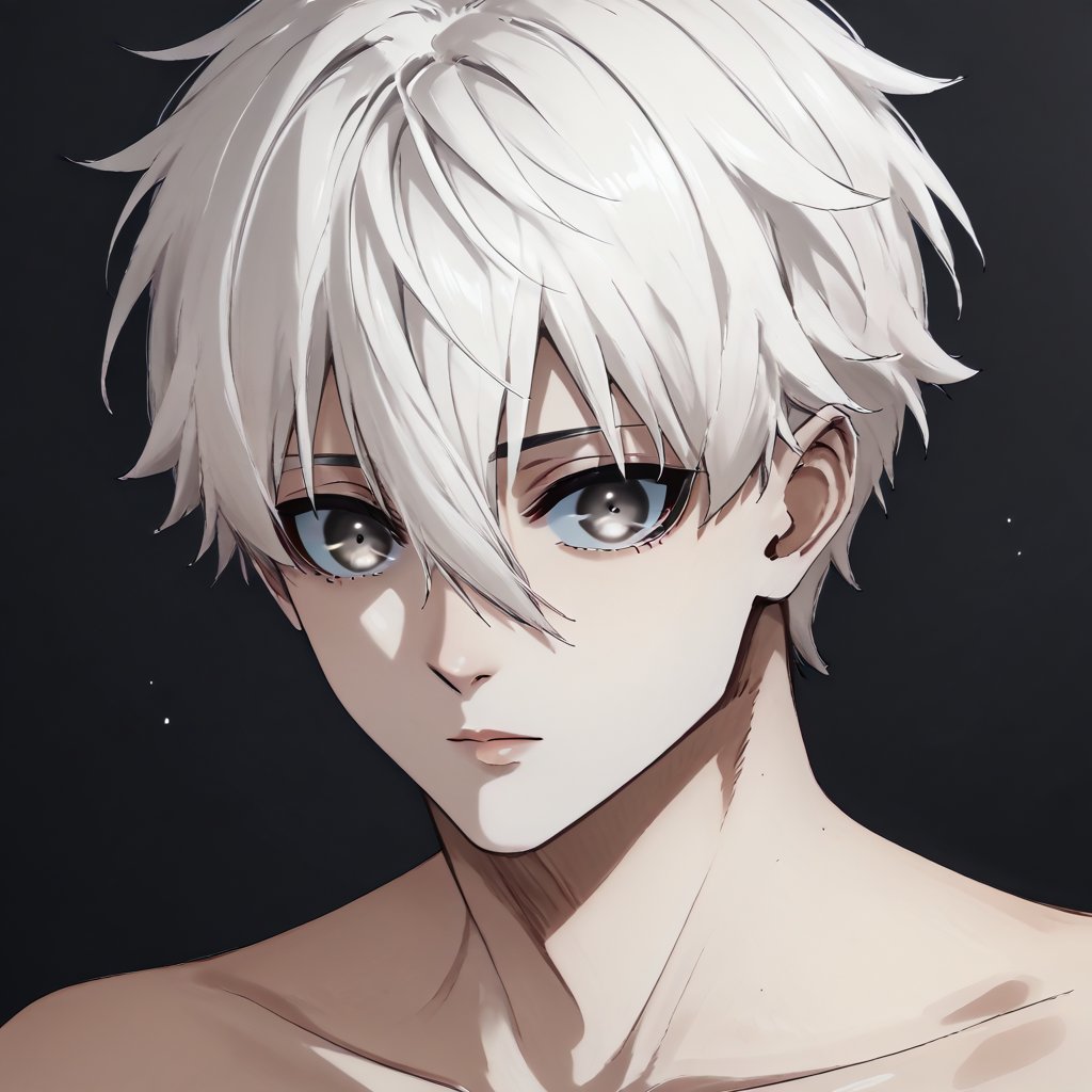 score_9, score_8_up, score_7_up, source_anime, (semi-realistic:1.2), BREAK, 1boy, seishiro_nagi, perfect face, bishounen, pale skin, white hair, grey eyes, topless, neutral expression,BREAK, (portrait:1.4), simple black background<lora:EMS-32082-EMS:1.000000>, <lora:EMS-364112-EMS:1.000000>, <lora:EMS-342536-EMS:1.000000>