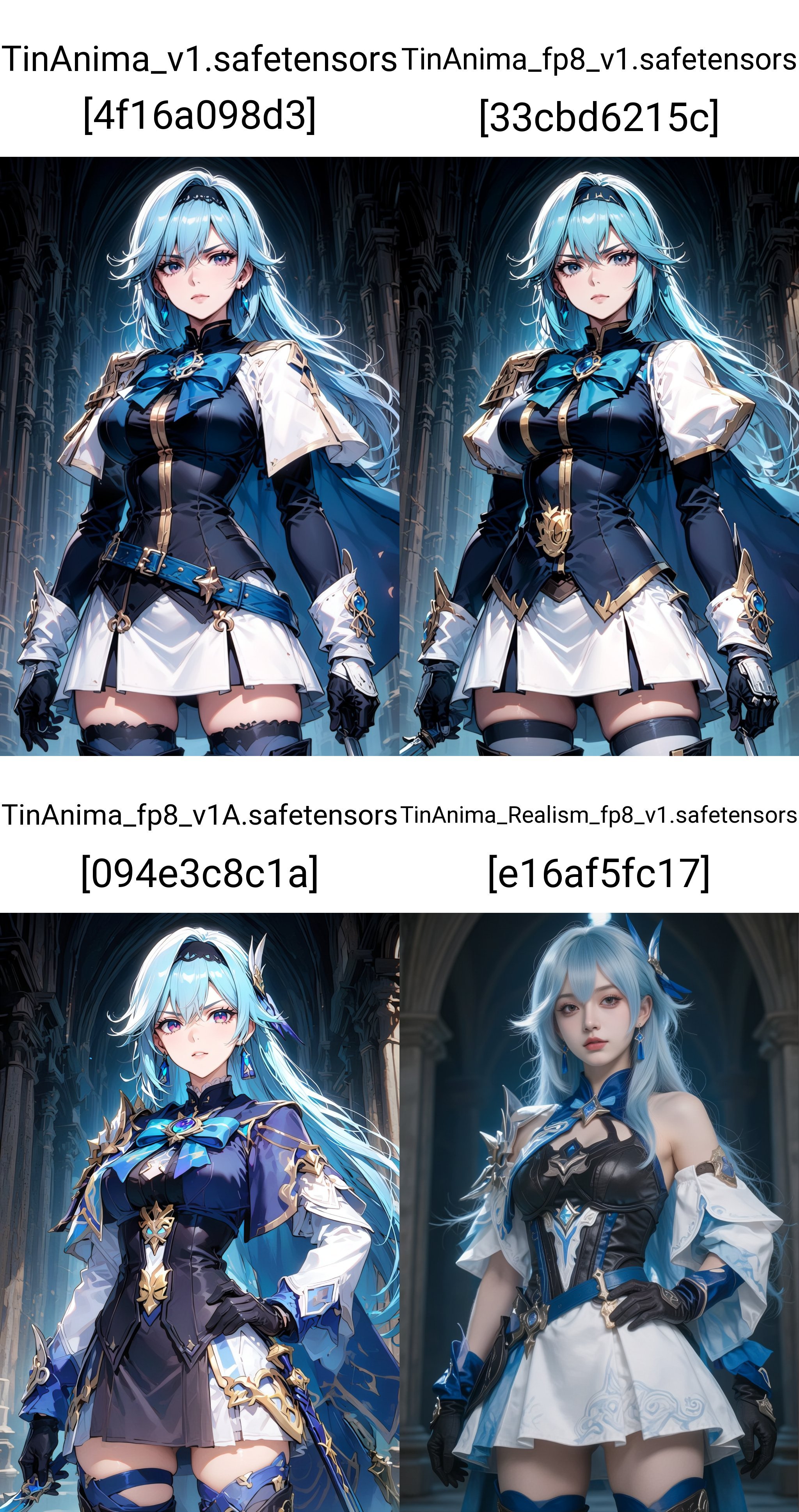 A vibrant anime-style digital drawing of a confident,  blue-haired woman in a detailed,  armored outfit with a white skirt...