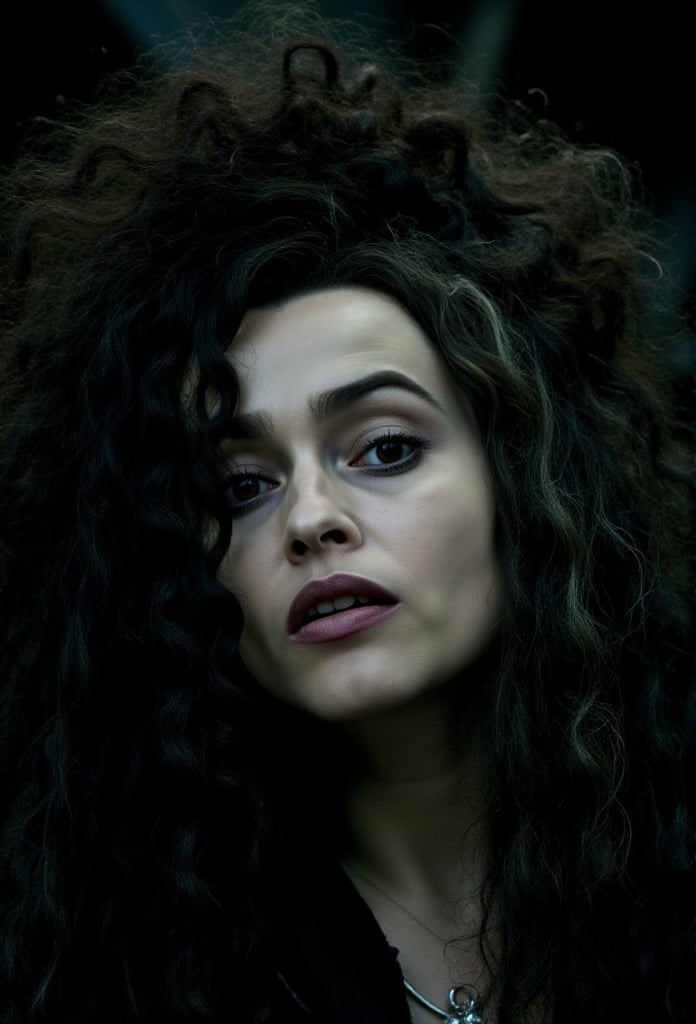 Bellatrix Lestrange is a woman, closeup face portrait <lora:Bellatrix_Lestrange:0.9>