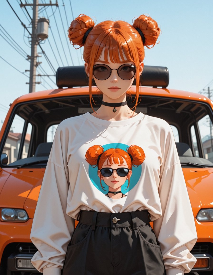 sunglasses,  straight-on,  black choker by Electric Dreams on Tensor.Art