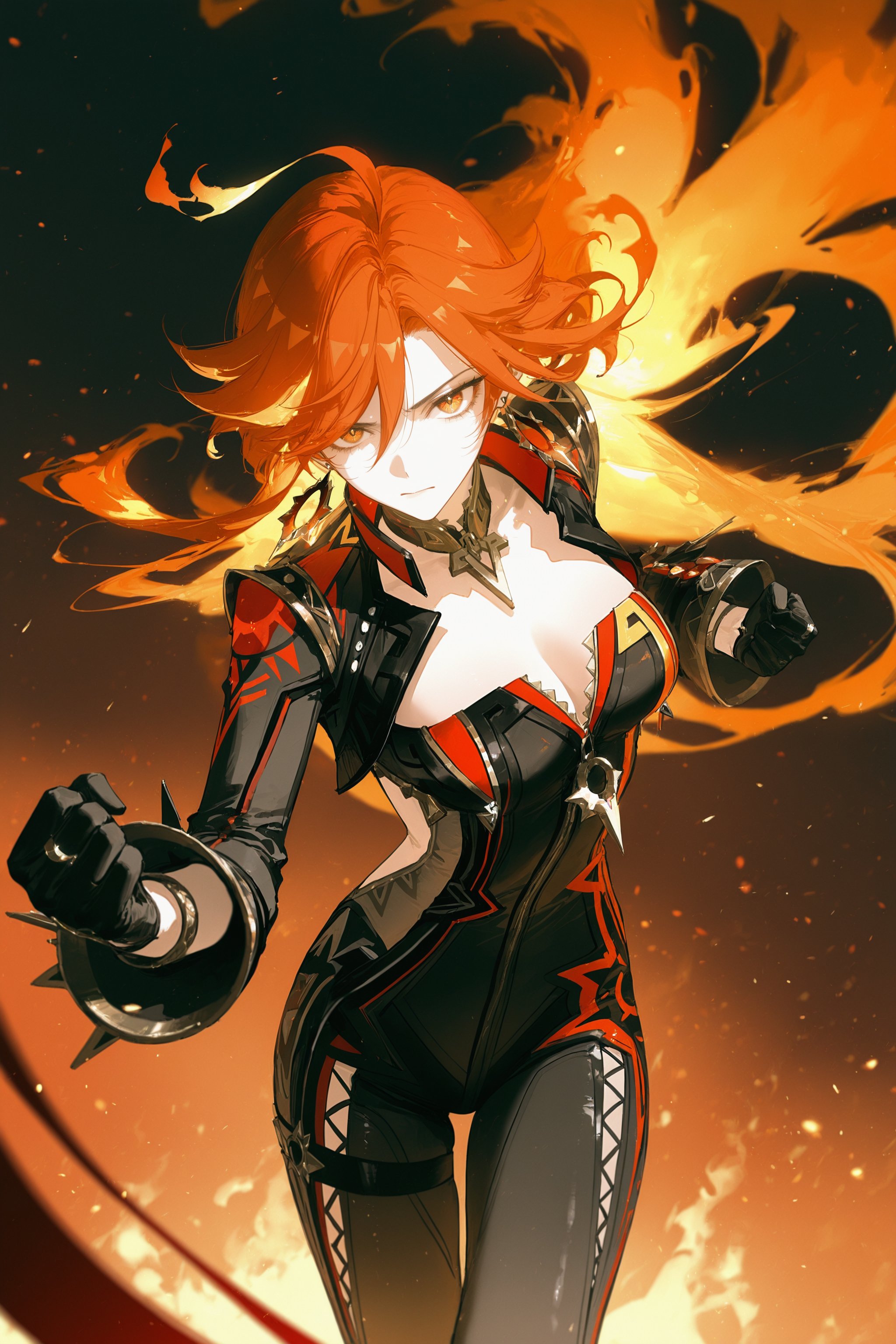 1girl,  mavuika \(genshin impact\),  sun earrings by okingjo on Tensor.Art