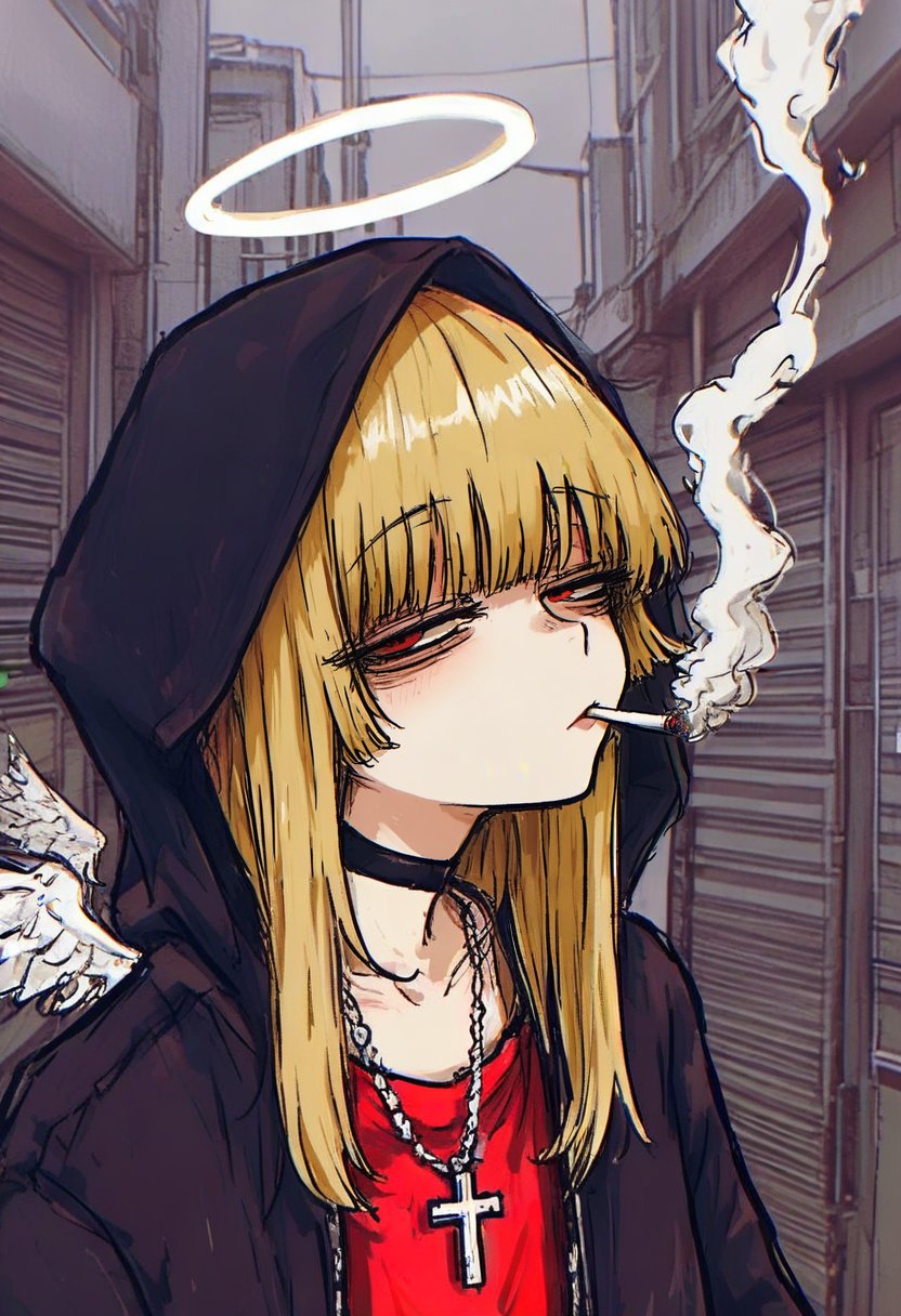 1girl,  hood,  blonde hair by silvermoong on Tensor.Art
