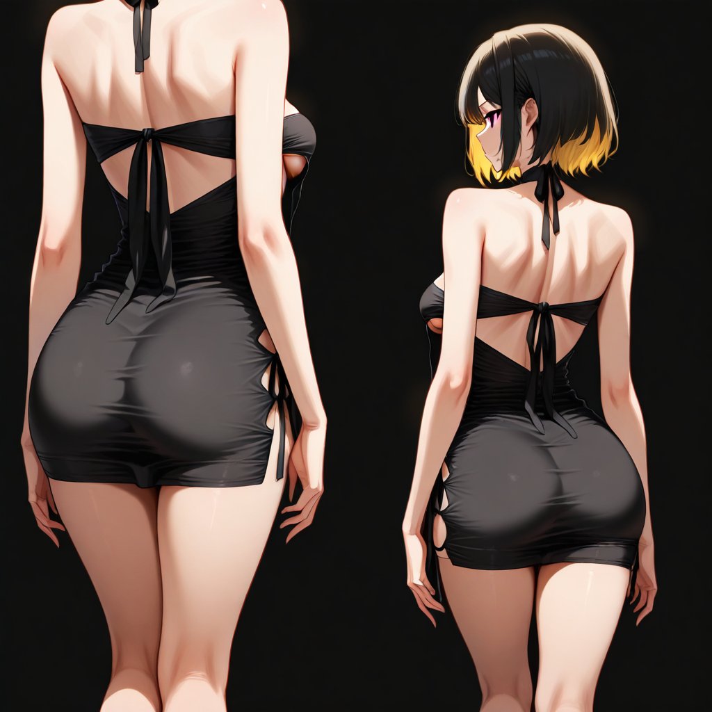 short dress,  short hair,  red eyes by Min on Tensor.Art