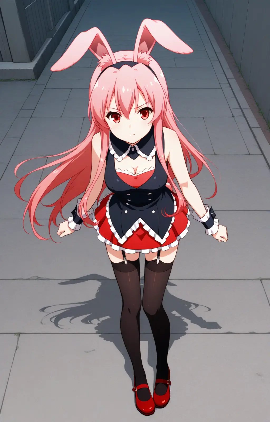 pc-kurousagi,  red eyes,  long hair by reprinter on Tensor.Art