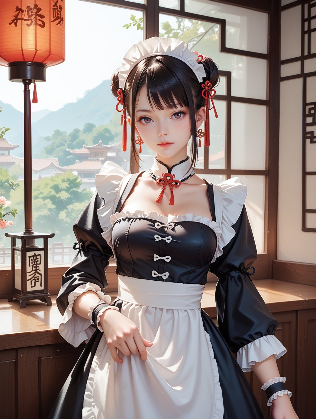 score_9, score_8_up, score_7_up,cowboy shot, china style,1girl,maid,  