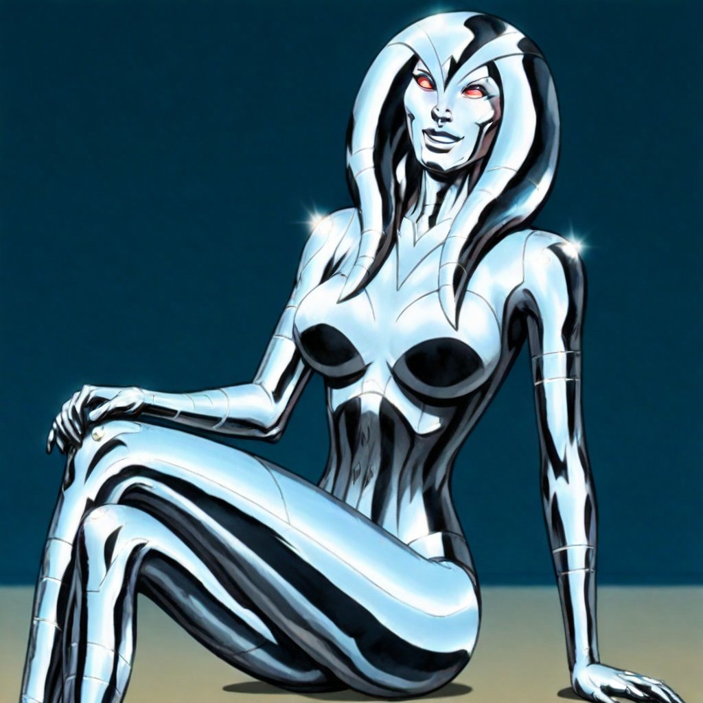jocasta \(marvel\),  metal hair,  red eyes by Wacky Taco 43 on Tensor.Art