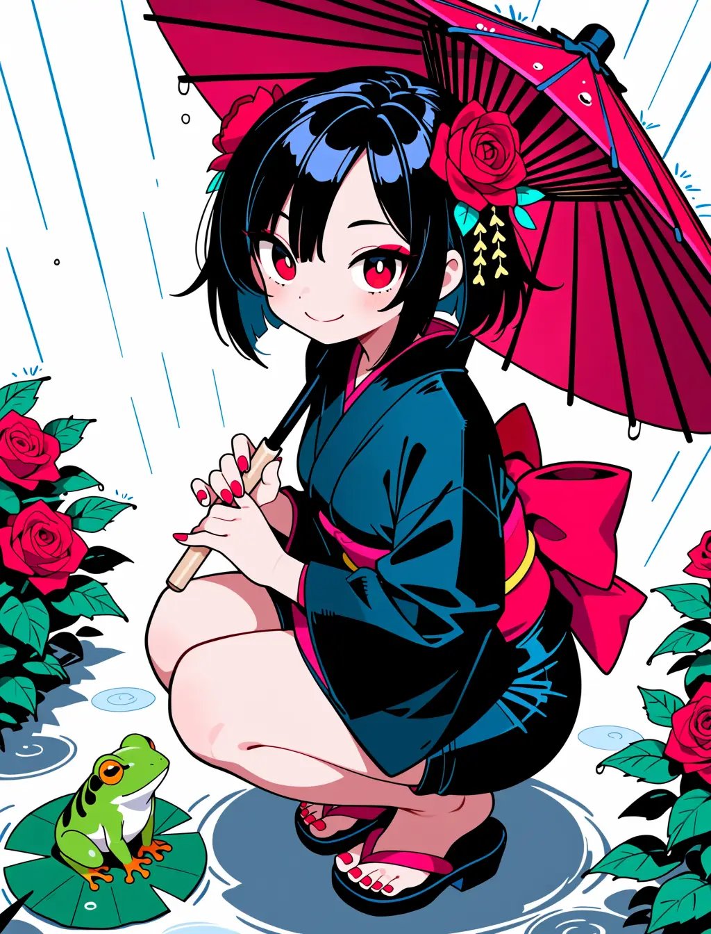 looking at viewer,  anime coloring,  Kurenai by inknoir on Tensor.Art