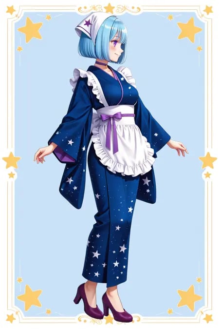 1girl,  anime_coloring,  apron by Tianchimp on Tensor.Art
