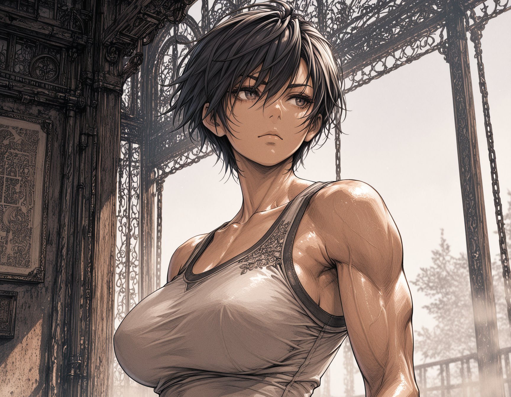 1girl,  tomboy,  muscular female by GrayColor on Tensor.Art