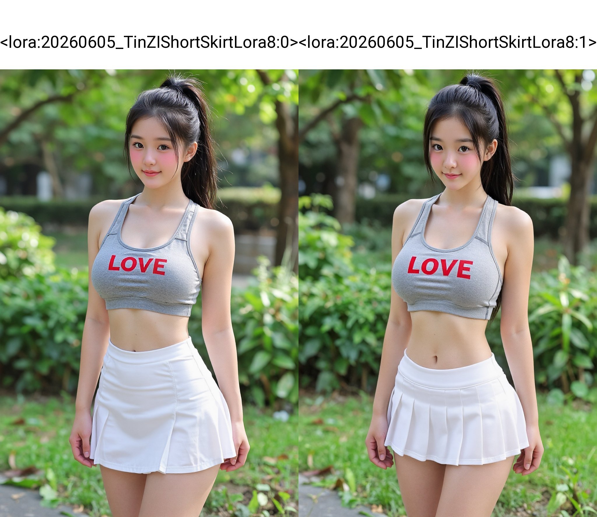 ultra mini short skirt,  A young Asian woman,  estimated age range of early to mid-twenties by 天TIN on Tensor.Art