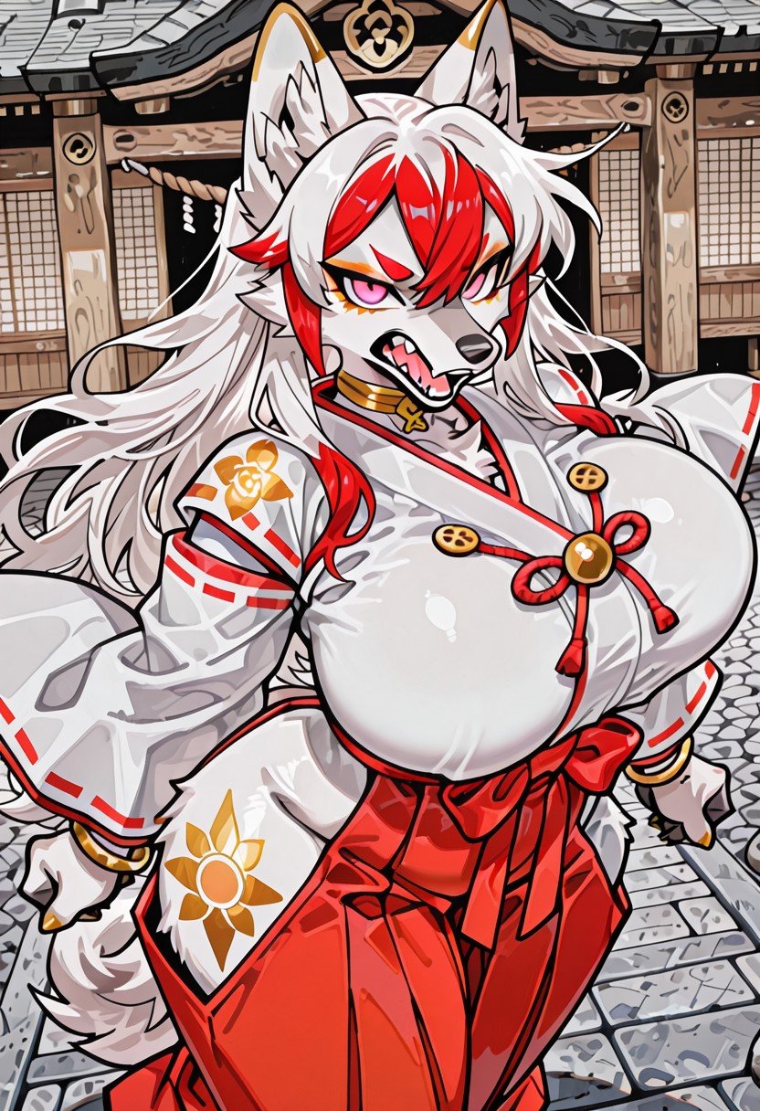 haku-ou,  anthro female wolf,  white fur by uncletanuma on Tensor.Art