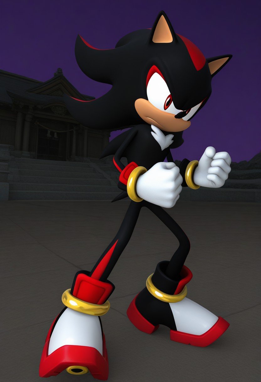 solo male,  Shadow The Hedgehog,  black fur by Sonic X on Tensor.Art