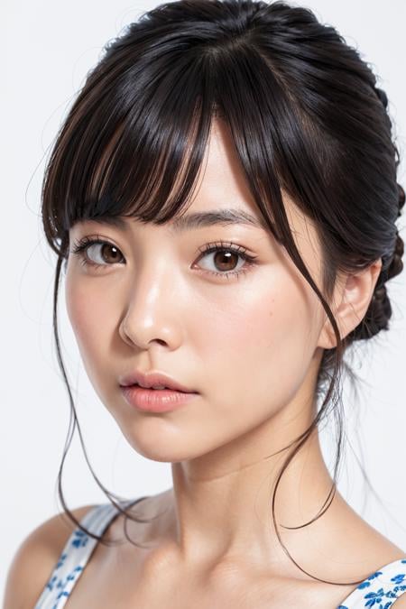 Japanese actress,beautiful face,white background,upper body, realistic,