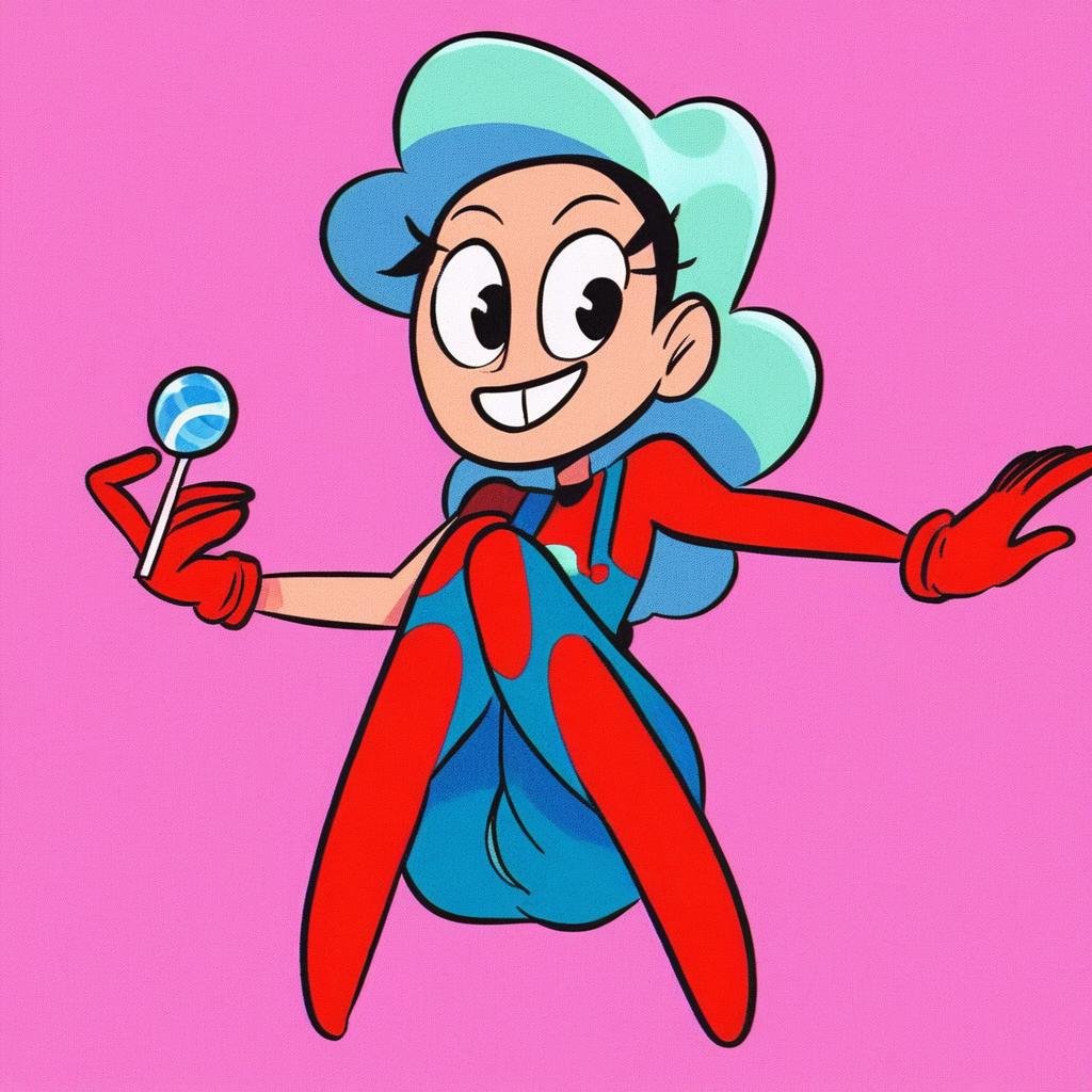 pink background,  overalls,  candy by Awawa on Tensor.Art