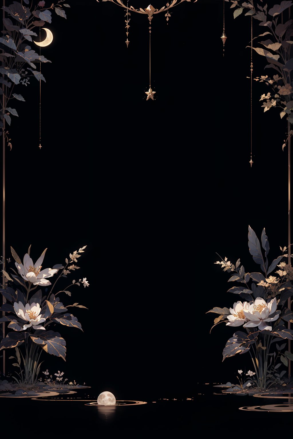 masterpiece,best quality,ultra-detailed,1girl,black theme,gold edge,moon,<lora:蝶恋花1.1:0.7>,