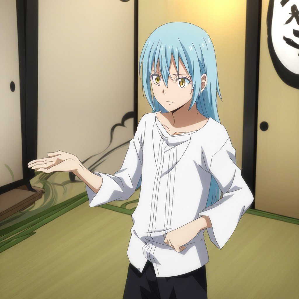 1boy,  blue hair,  long hair by Min on Tensor.Art