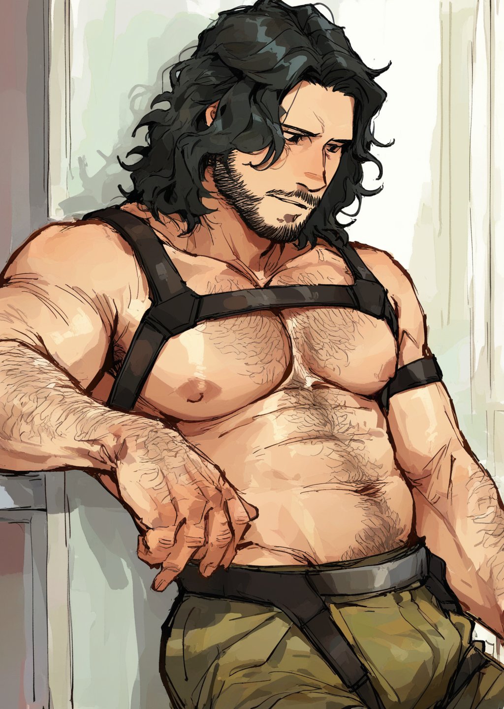 simon (iron lung),  black hair,  wavy hair by crushcries on Tensor.Art