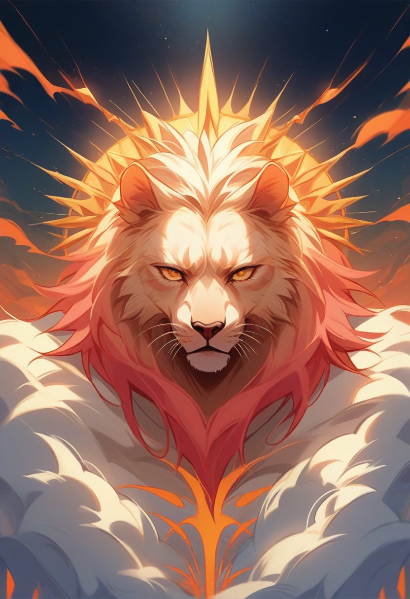 score_9, score_8_up, score_7_up, source_anime, landscape, fantasy, a front of view photo of a lions roar, vibrant, bioluminescence, 8k, trending on artstation, soft light 