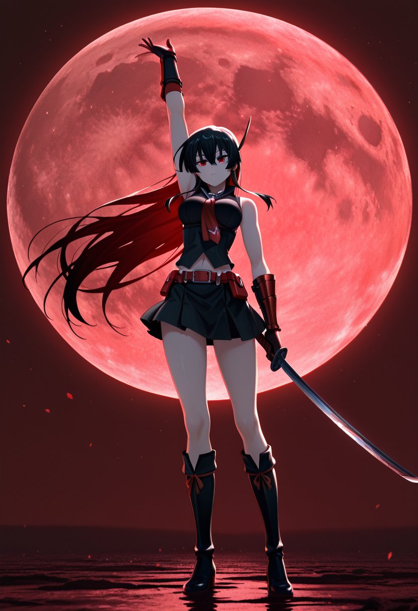 red moon,  1girl,  akame \(akame ga kill!\) by Alucard on Tensor.Art