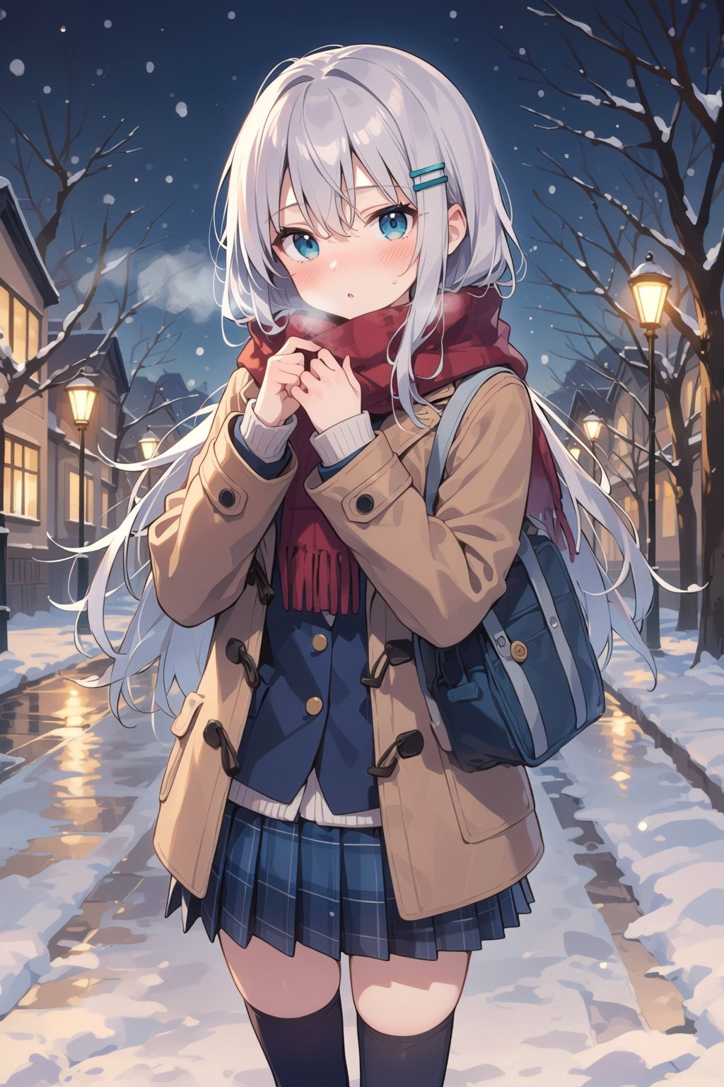 1girl,  red scarf,  thighhighs by 天TIN on Tensor.Art