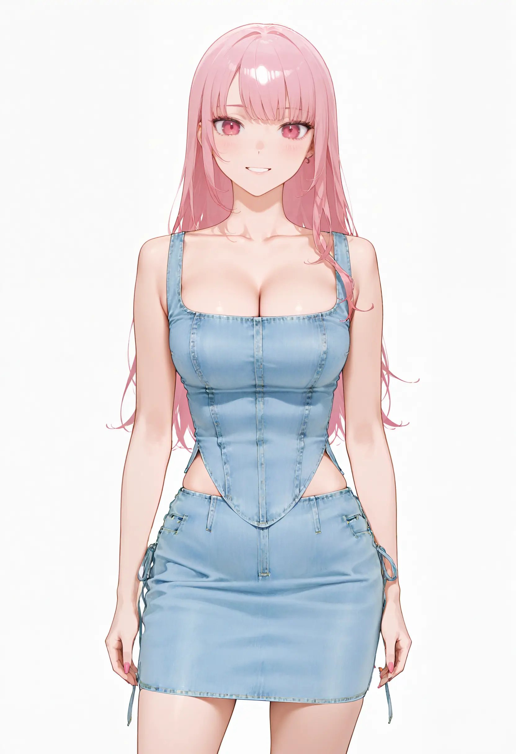 1girl,  solo,  denim skirt by reprinter on Tensor.Art
