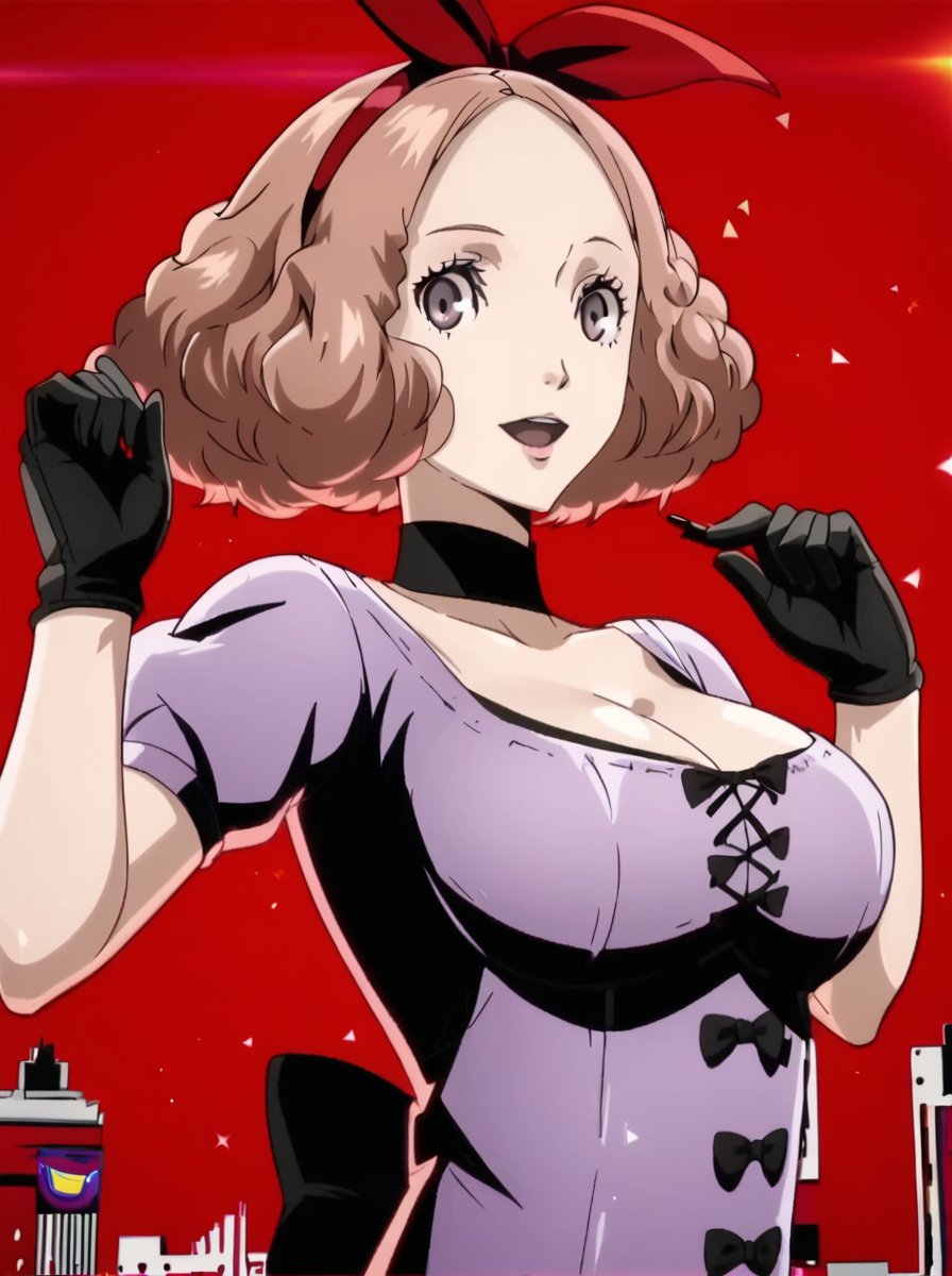 detailed background, shiny skin, <lora:persona5.pony:1>,persona5, haru,large breasts,  