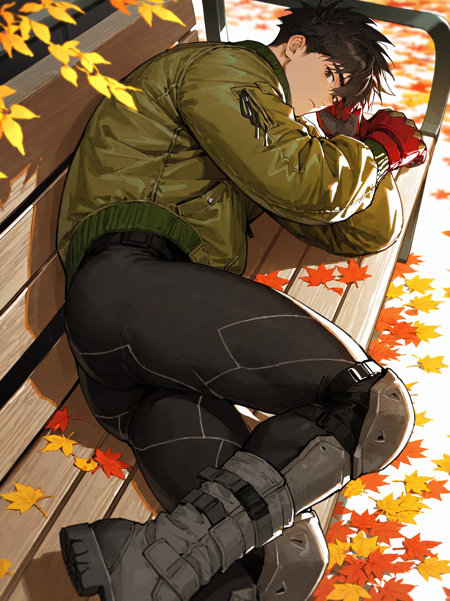Ominae Yu,  black spiked hair,  brown eyes by Oyatsu000 on Tensor.Art