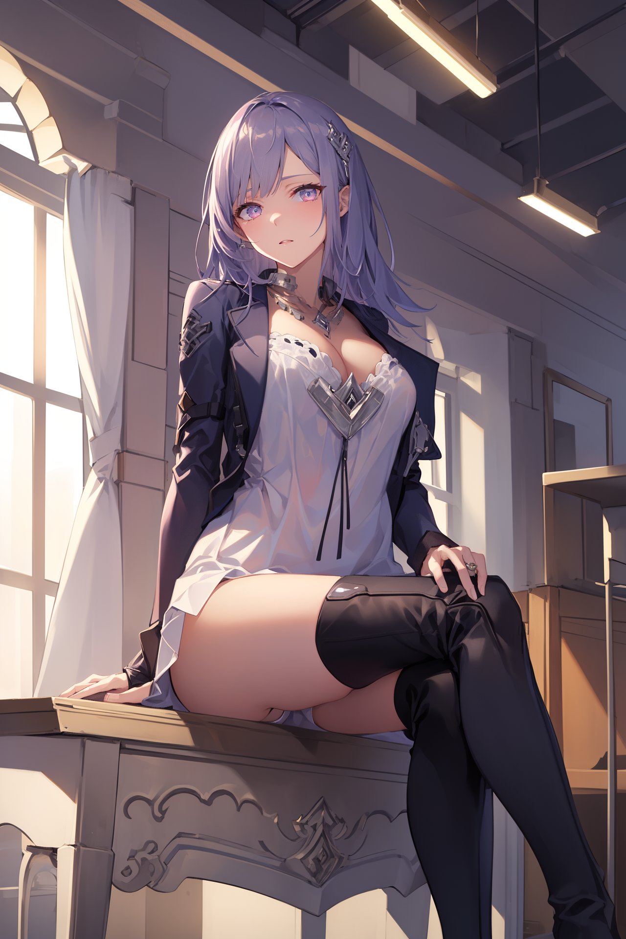 teresa irs,  necklace,  black thigh boots by Ttan on Tensor.Art