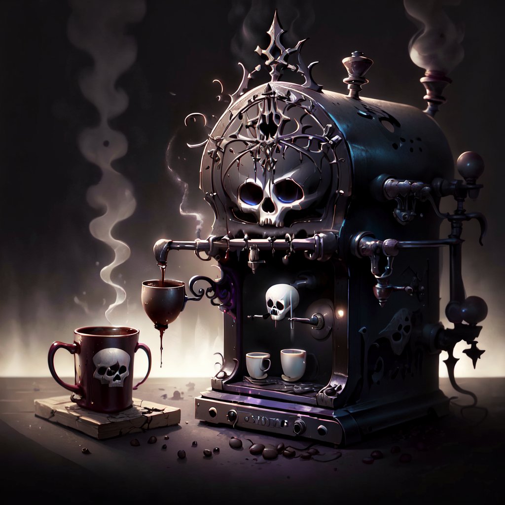 <lora:GothicPunkAI:.9> GothicPunkAI coffee machine  