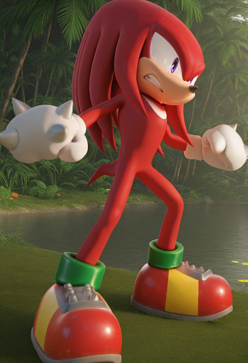 solo male,  Knuckles The Echidna,  red fur by Sonic X on Tensor.Art
