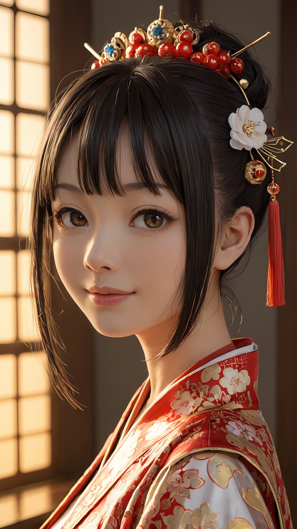 (hanfu:1.4),(score_9,score_8_up,score_7_up),18-year-old chinese hanfu girl,oval face,backlight,chinese hair pin,(cure smile:0.6),upper_body,