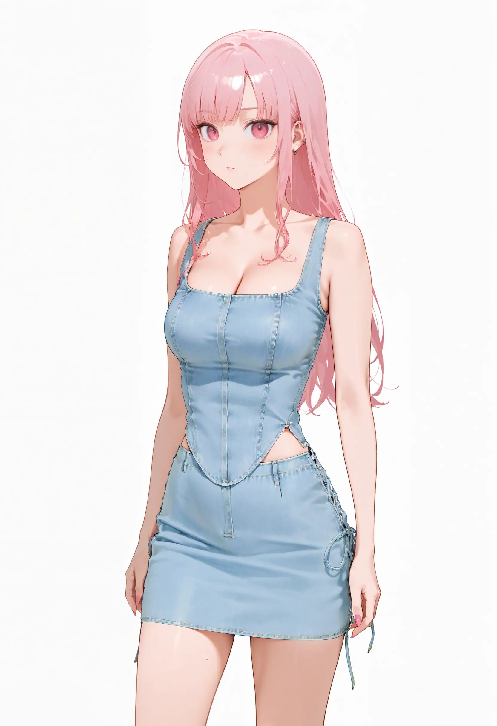 1girl,  solo,  denim skirt by reprinter on Tensor.Art