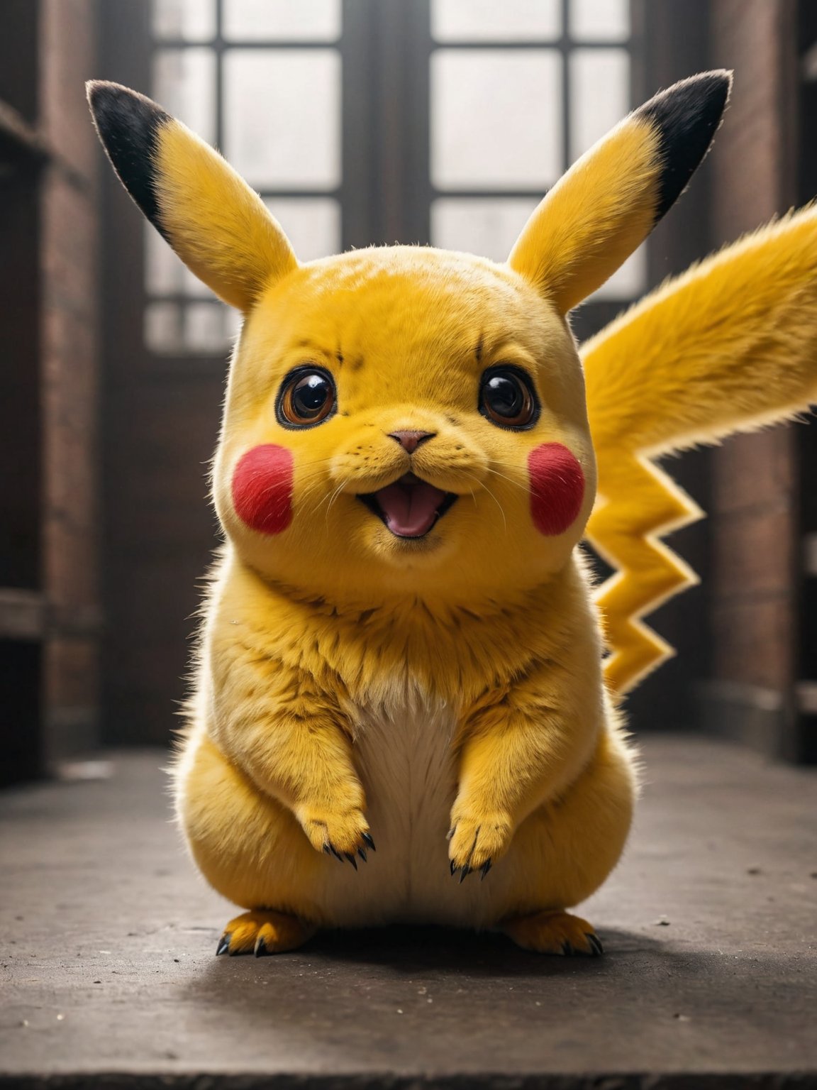 Photography, full body of real life pikachu portrait, symmetrical, highly detailed, smooth, sharp focus, cinematic lighting, kkw-ph1