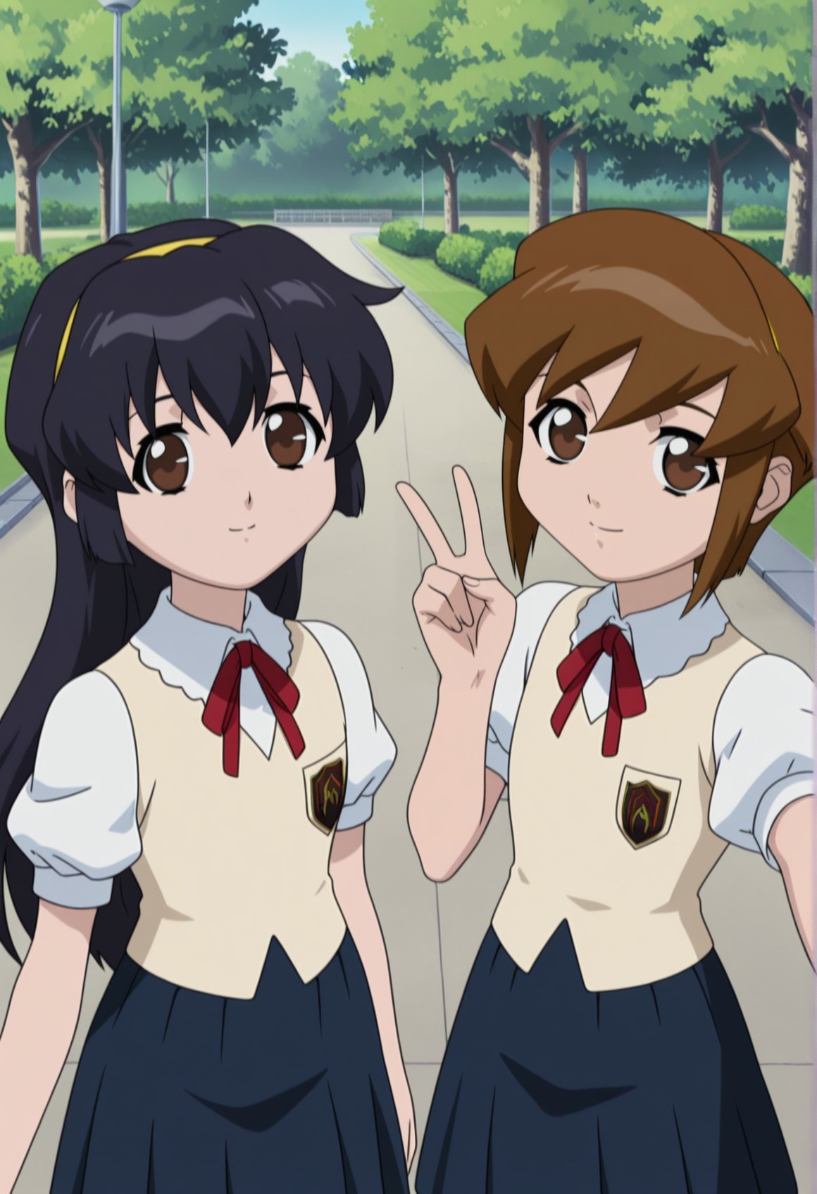 anime coloring,  2girls,  outdoors by GleamingBlue on Tensor.Art