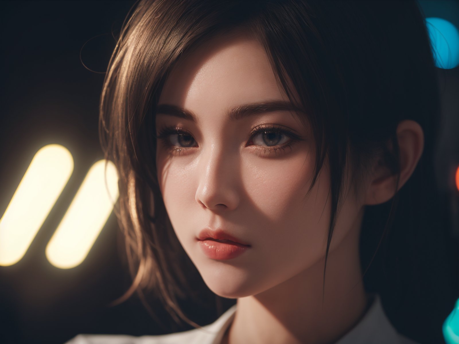 (((masterpiece))),((best quality)),1girl,realistic,chromatic_aberration,depth of field,Cinematic Lighting,light leaks,face_focus,